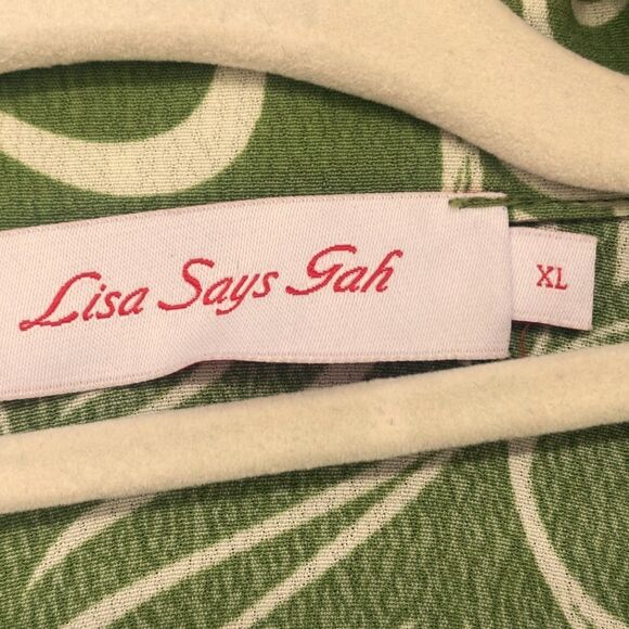 Lisa Says Gah Alyssa Wild Hearts Oversize Button-Up Shirt Green XL - Picture 6 of 7